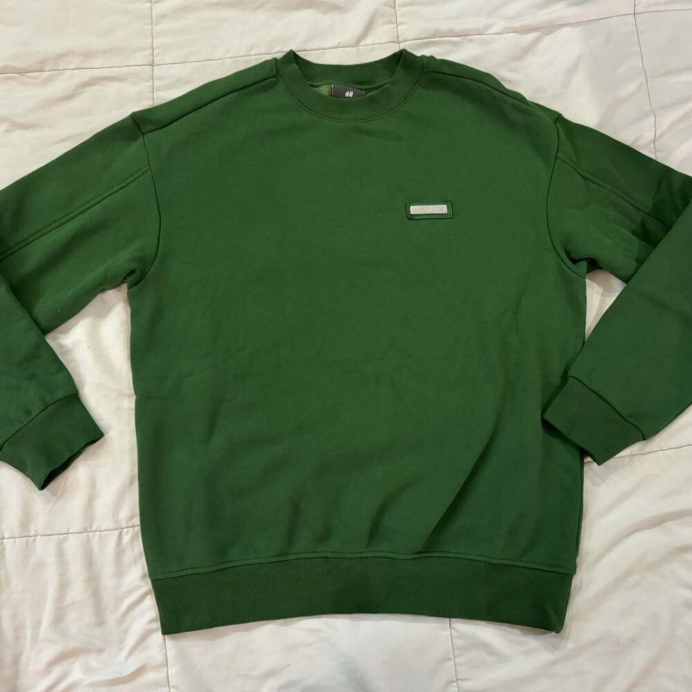 H&M Green Relaxed Fit Ae/uphorie Pullover Sweatshirt Men sz Medium